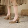 9-Waterproof table high heels women's autumn new pointed thick heel high heels women's one-pedal women's shoes