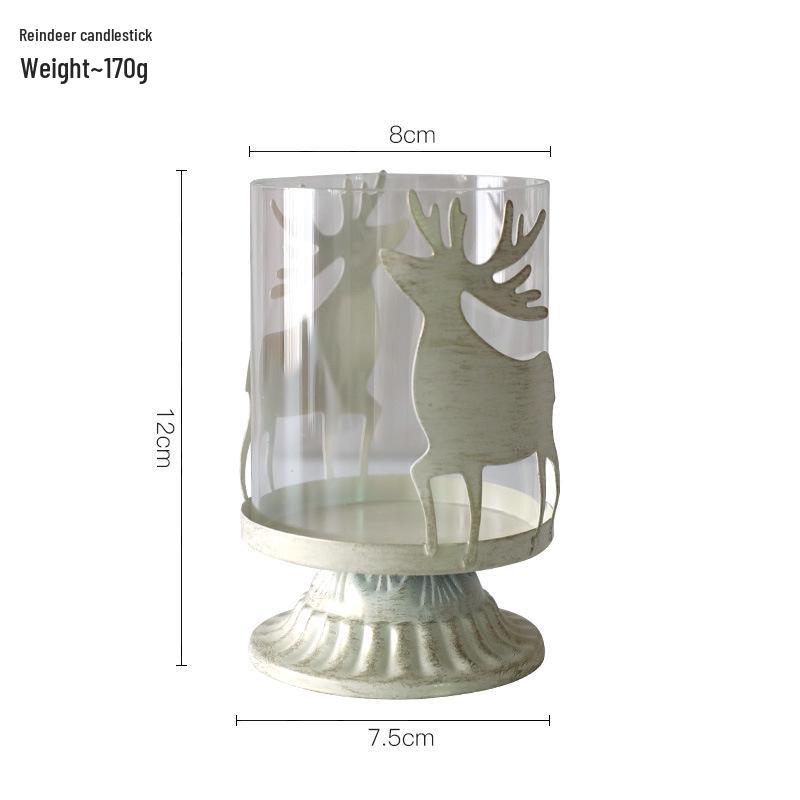 Retro Country Reindeer Christmas Tree Glass Candlestick Ornament