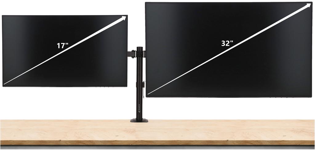 New Triadyn DuoClamp Desk Mount for Two Monitors or TVs 17-32" Ergonomic Adjustable Swivel TRD-BLK-2ST-17"-32"