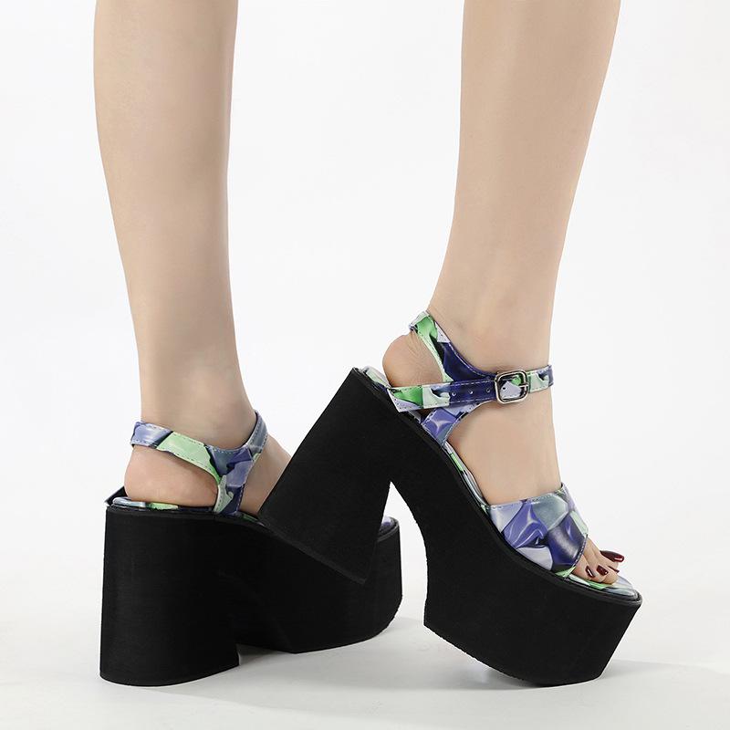 Bright color fashion foam bottom strap hollow casual thick sole thick heel soft sole sandals