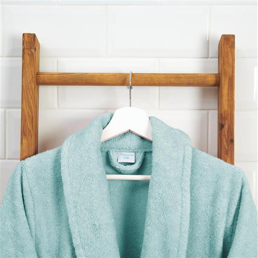 Nuvomon Damen-Bademantel mit Tufting-Kragen, Blau, L/L