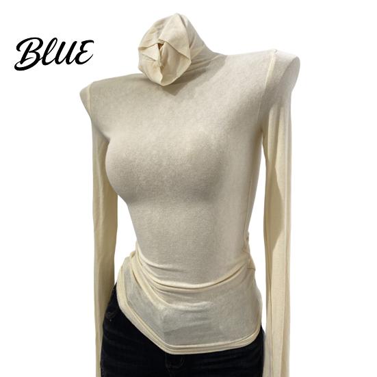 Slim Fit Tops Women High Collar Long Sleeve Base Shirt Elastic Solid Color Autumn Winter Breathable