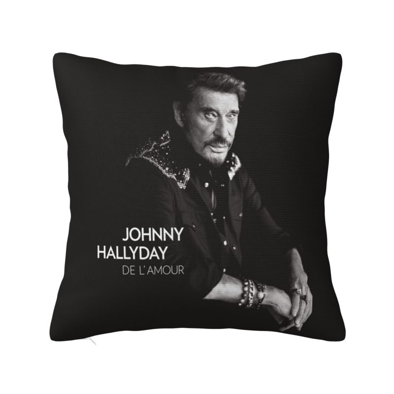 Custom Cool Johnny Hallyday Cushion Cover 40x40cm French Rock Singer Soft Modern Pillows Decoration Salon 30x30cm 12x12in