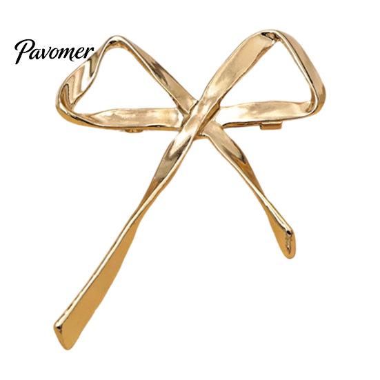 Bowknot Shape Pin Hollow Bow Alloy Brooch Pin, Golden Silver Plated Lapel Clothing Decoration Sweater Cardigan Coat Suits Accessories, Jewelry