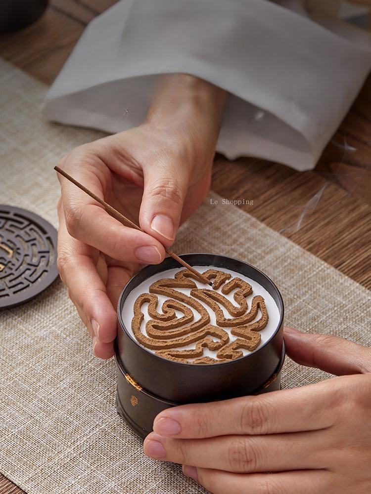 Incense Seal One Body Censer Pure Cupper Dot Gold Zendo Indoor Office Scented Coil/tower Decoration Incense Seal Gift Box Set