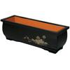 Sanmeni Long Incense Burner, Black, Lotus Pattern, 6.0 Inches [Buddhist Altar Accessories]