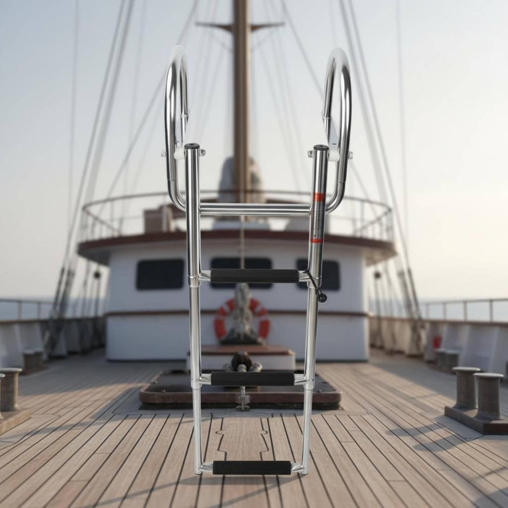 Extendable Swim Ladder Stainless Steel Boat Non-Slip Steps Marine Gear
