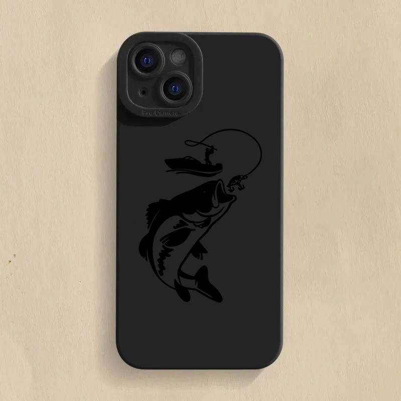 Line Fishing Man Pattern Silicone Phone Case For iPhone 17 16 Pro Max 15 14 13 Mini 12 11 17Air 16E X XR XS 8 7 Plus Soft Cover