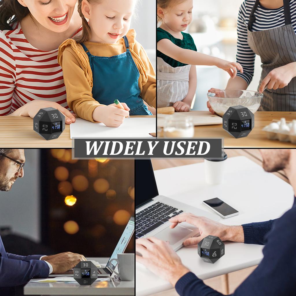 Cube Timer LED Display Gravity Sensor Flipping Study Countdown Cooking Timers Mini Digital Timer Bedroom Kitchen Accessories