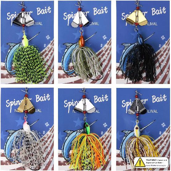 Bass Fishing Lures Kit Fishing Buzzbait Lure Bass Spinner Baits Kit Buzzbait for Bass Fishing Multicolor Swimbait Topwater Lure Hard Metal