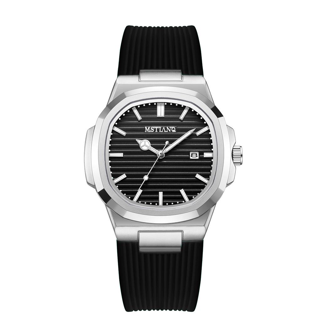 Silicone Strap Square Men'S Calendar Watch Luminous Quartz Watch Watch