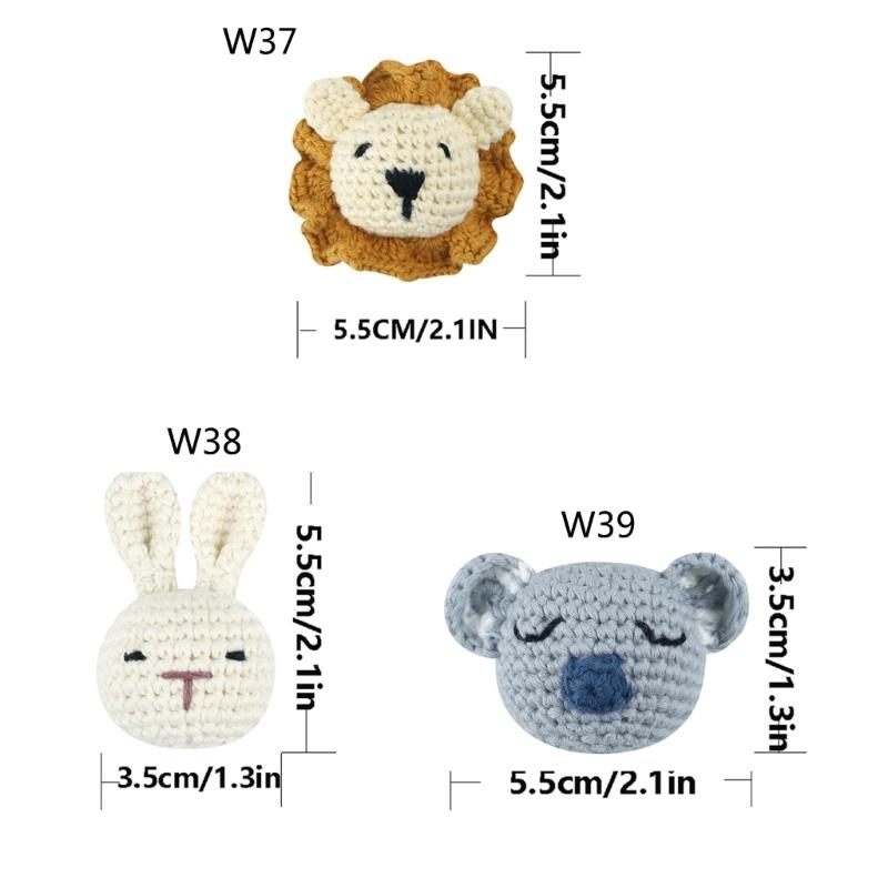 Uncinetto Testa di Animale Lavorazione a Maglia Perline Fai da Te Catena per Ciuccio da Bambino Accessori Masticabili Dentizione per Neonati e Bambini Piccoli Fatto a Mano Durevole