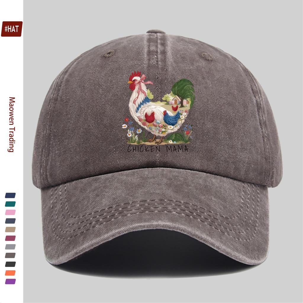 pc Chicken and Floral Print Baseball Cap Casual Design Sun Hat Party Decoration Hat Multiple Colors Available Home Leisure