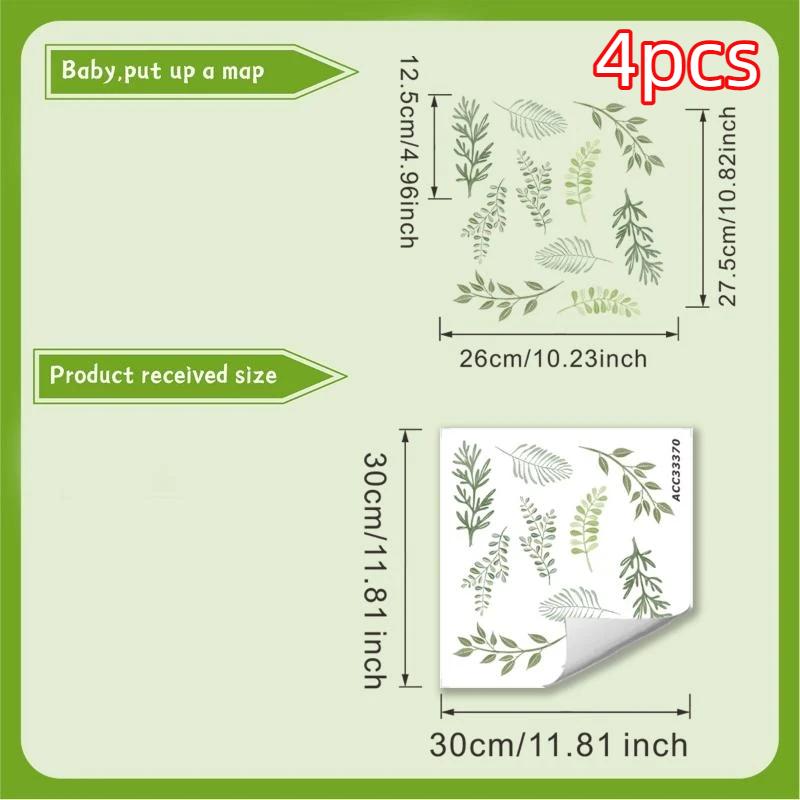 Green Leaf Wall Decals Removable Botanical Peel And Stick Stickers Minimalist Plant Decor For Bedroom Living Room