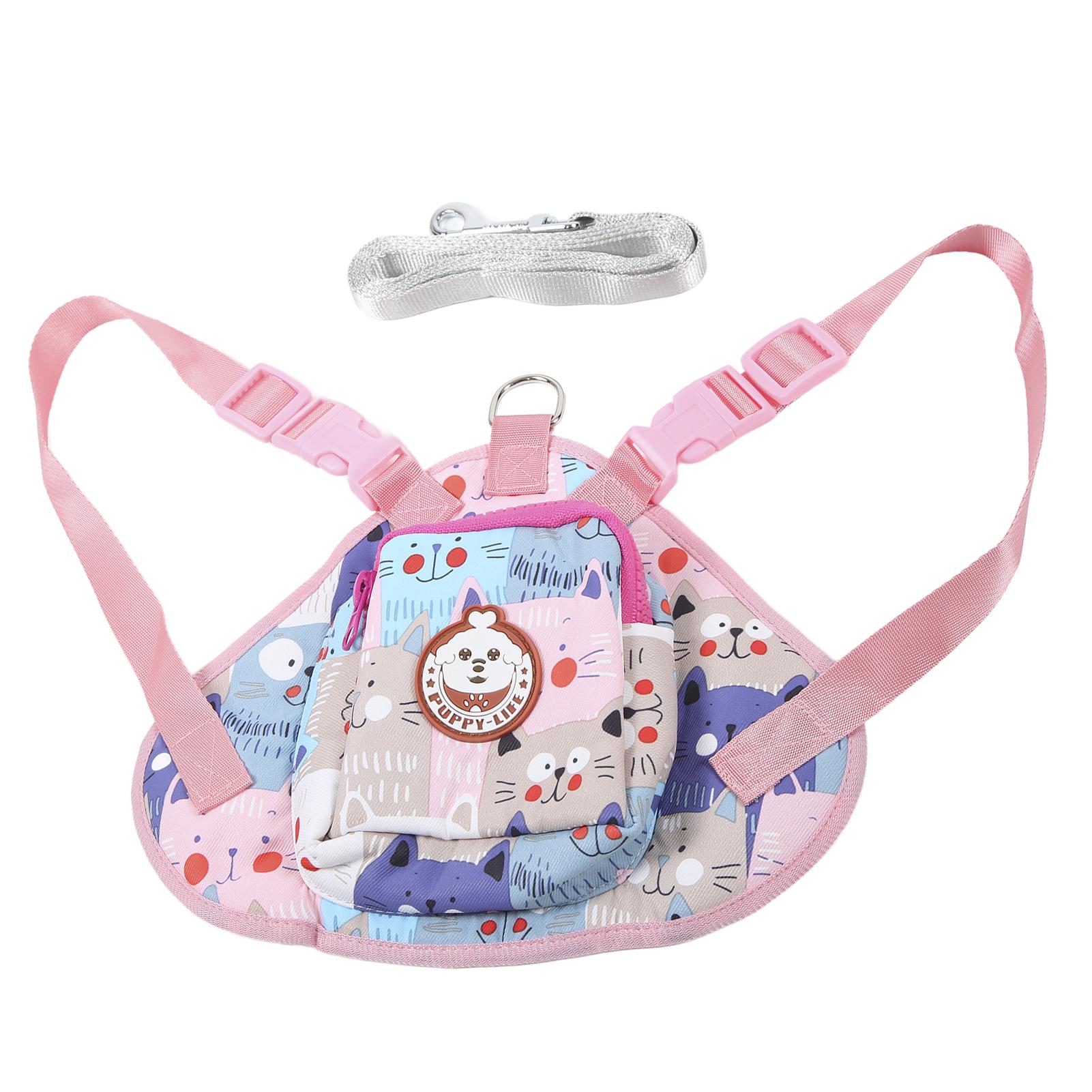 

Pet Cartoon Backpack Adjustable Dog Harness Bag with Leash for Small Large Dogs Outdoor TravelPink L L