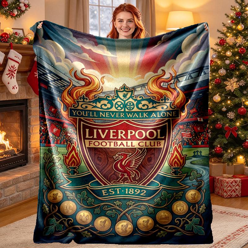 Liverpool Football Club Pattern Blanket for Home Decoration, Bed, Sofa, Car Travel, Camping, Suitable for All Seasons, Birthday Christmas Gift