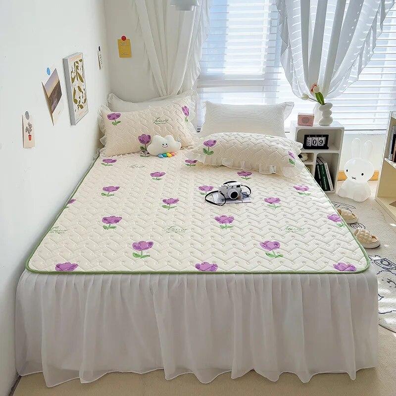 Textile de casă Cearșaf cu elastic Față de pernă Set 3 buc Așternut de pat Răcoros de vară Latex Cuvertură de pat Volan pentru pat Desene animate drăguțe Cearșaf pentru pat pentru copii