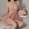 Women's Sheer Mesh Asymmetric Hem Cami Sleep Dress Lingerie Set