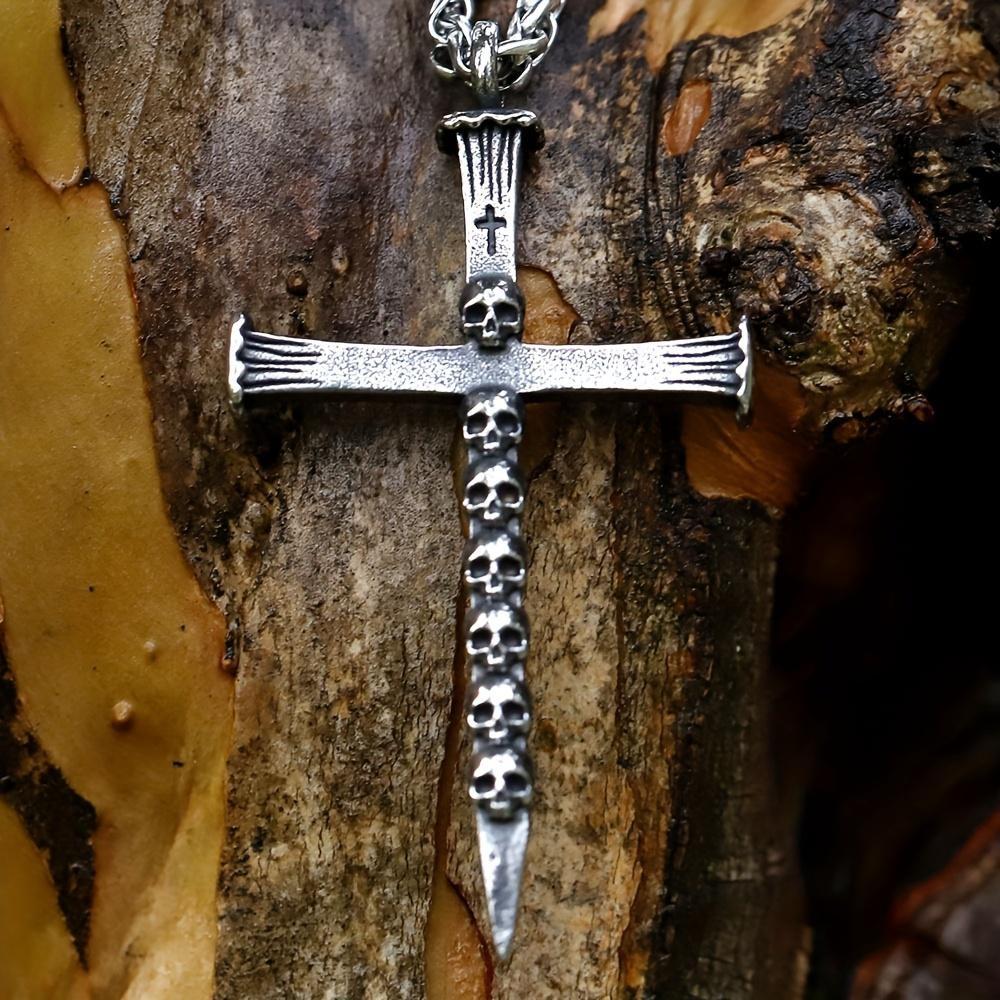 Nye kreative design Cross Skull Halskjede anheng for menn Gothic Punk smykker for gave