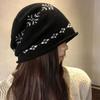 Printed Jacquard Knitted Hat Warm Printing Knit Cap Retro Ear Protection Hat  Autumn
