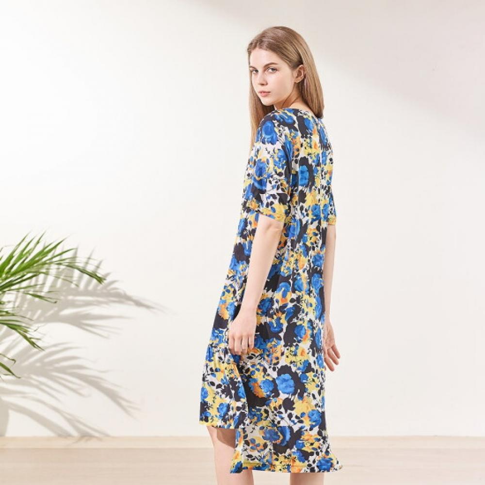 L Affair Fantastic fLower bLue Rayon Dress Lwofd133 Bu