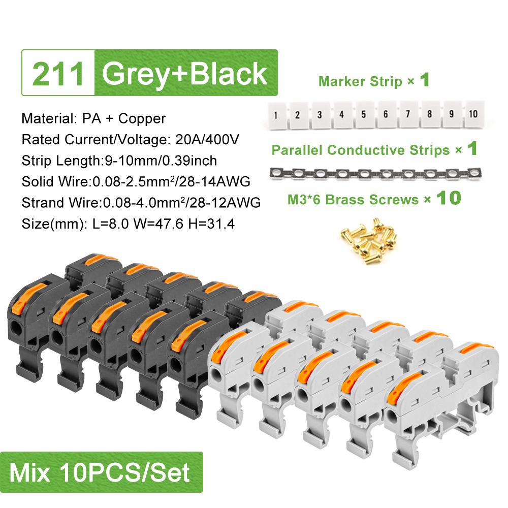 Din Rail Type VariousTerminal Block 211 Electrical Universal Quick Wire Connector Conductor Connection With Number strip Set