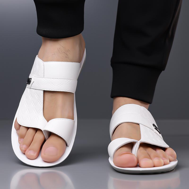 TUINANLE Men’s Minimalist and Stylish Summer Casual Flat Sandals – Slip-on Genuine Leather Sandals Suitable for Indoor and Outdoor Use