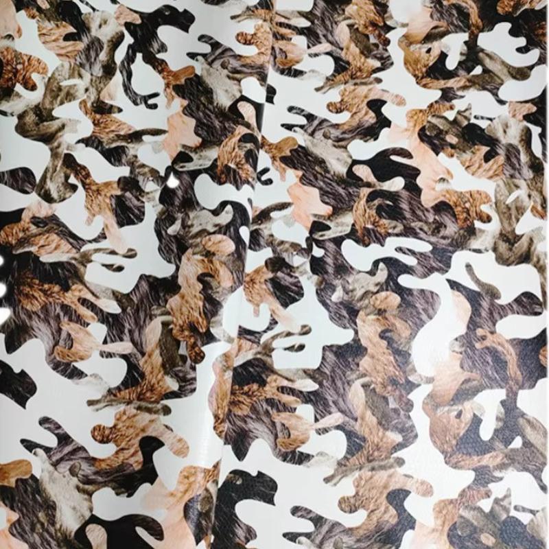 

100x137cm Zebra Printed Check Leather Fabric Waterproof Camouflage PU Material for DIY Upholstery Backrest Sofa Home Decor 100x137cm