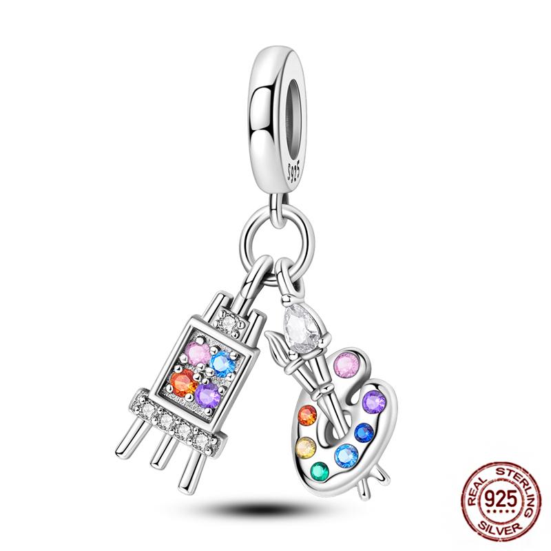 Charms Plata Copper Colorful Butterfly Bow Cute Cat Dog Fit Original Foot Bracelet Pendant Diy Beads Jewelry Makeup