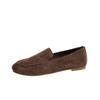 22 Round Head Covered with Ancient Suede, Comfortable and Elegant Temperament, Low-heeled Small Leather Shoes