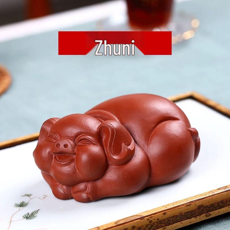 Purple Clay Lucky Pig Tea Pet