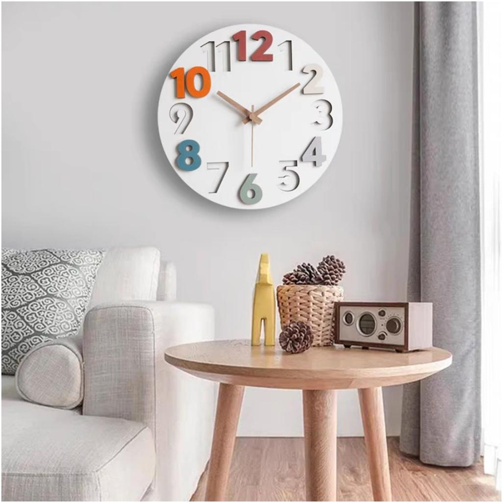 Wall 3D Wall Clock Western Easy to 3D Diameter Clock, Nordic, Stylish, Silent, Numbers, Clock, Interior, Style, Quiet, Read, Numbers, 30cm, Quiet,