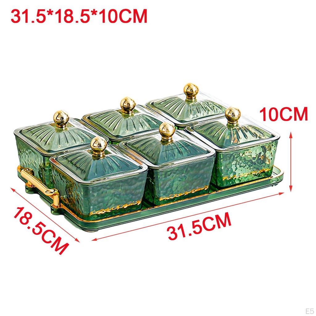 Dry Fruit Tray with Lid Serving Plate Metal Storage Rack Kitchen Spice Jars Sealed Sugar