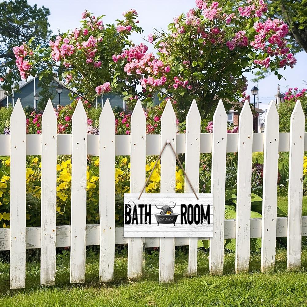 1pc Humorous and Funny Bathroom Sign,Sunflower Highland Cow Bathing In Bathtub, Wooden Hanging Plaque Decoration, 3.94in×7.87in