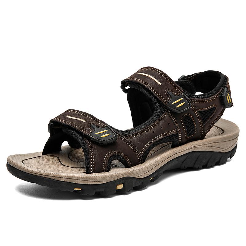 Store Ægte Læder Herre Sandaler Sommer Herre Strand Sandaler Udendørs Sandaler Til Mænd