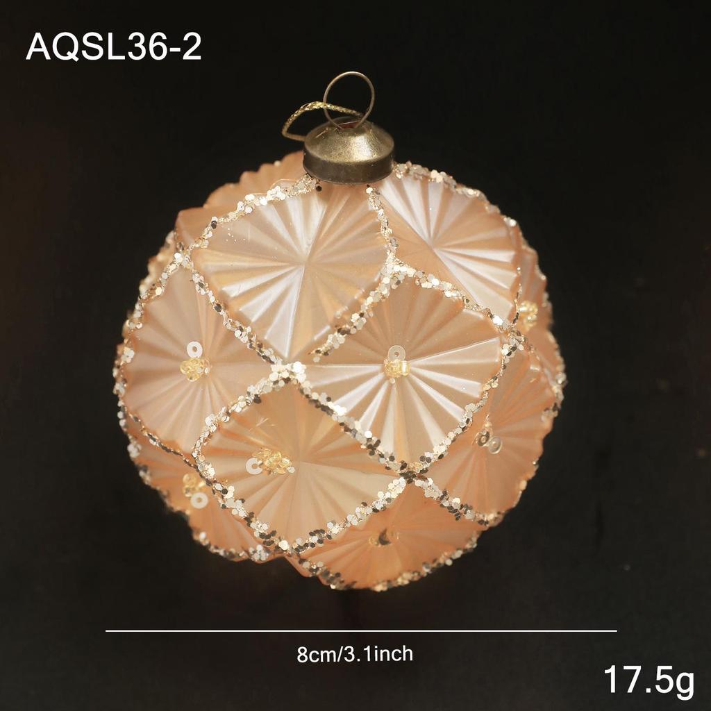 8CM Champagne Gold Christmas Ornament: Retro Tree Hanging Ball Decoration.