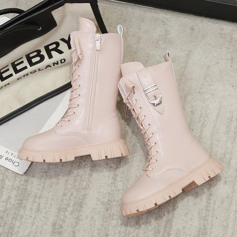 Girls Boots New Autumn and Winter Little Girl High Boots Black Princess Boots Model Catwalk Boots Riding Boots