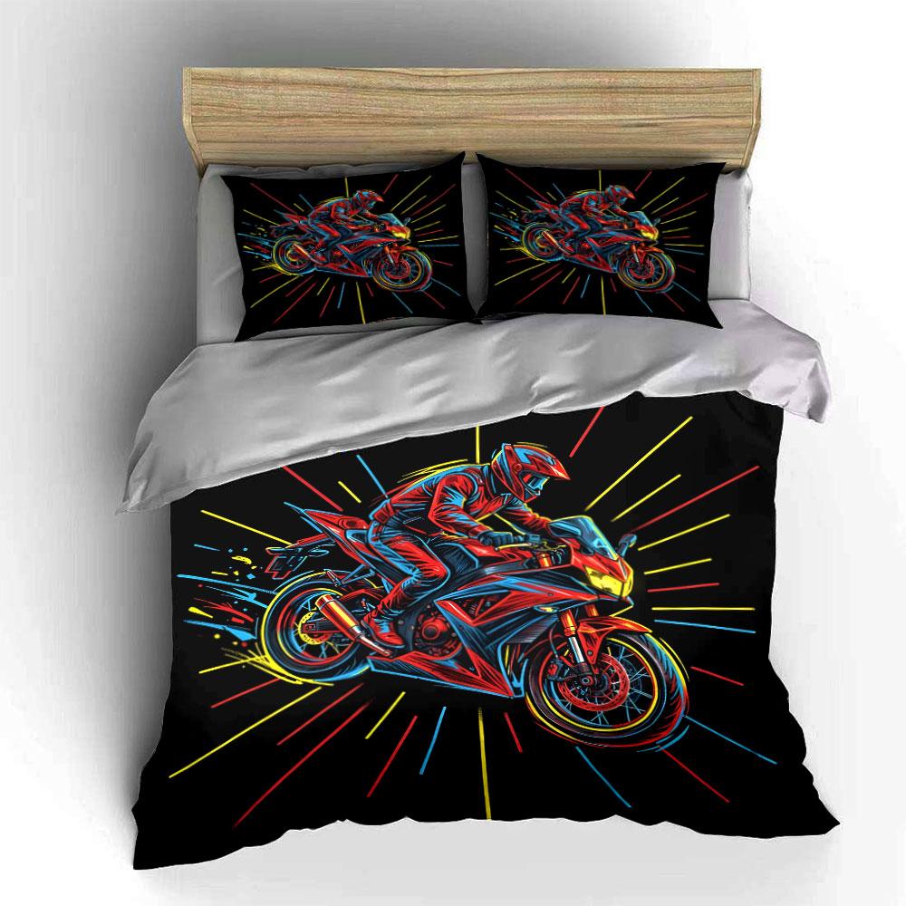 Dynamic Rider With Vibrant Streaks Duvet Cover Set With 3D Printing Design Soft Polyester Bedding Set All-Season Comfort