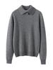 Women's Solid Color Cashmere Sweater: Lapel Buckle, Loose Fit, Thick Knit for Autumn/Winter 2026.