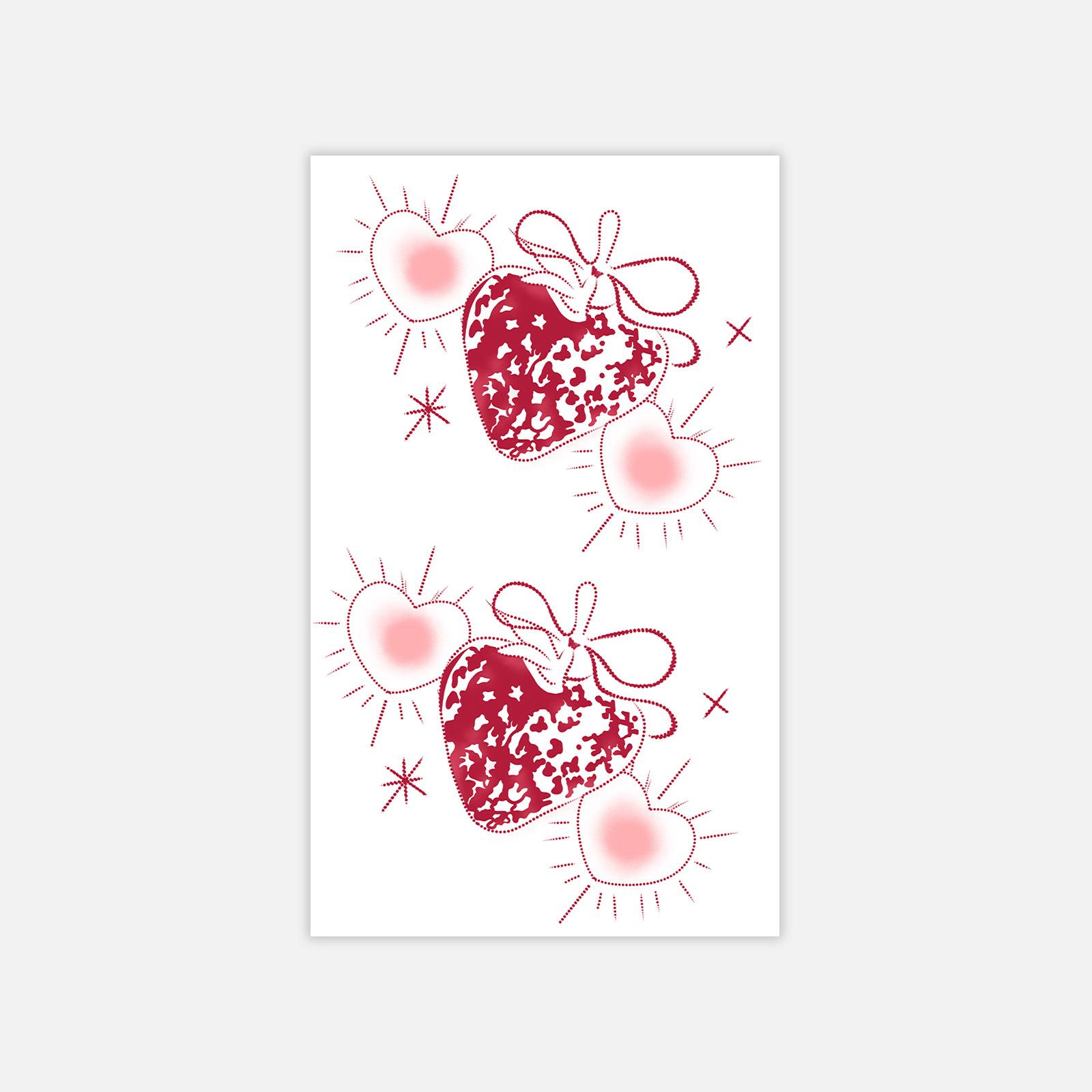 

Cartoon Cute Strawberry Love Tattoo Sticker Sweet High Value Tattoo Sticker 6*10