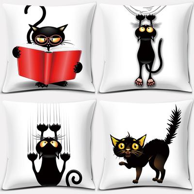 Cartoon Cute Cat Animal Series Printed Pillowcase Decoration Accessories for Holiday Party Living Room Bedroom Home Decor