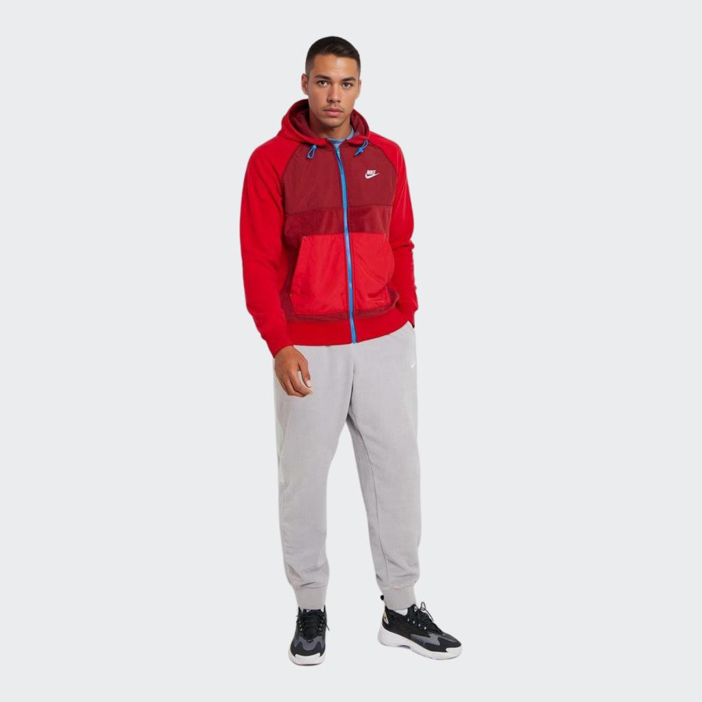 Nike FW22 Fleece Panel Warm Sports Hooded Jacket with Logo Men Jackets Red BV3593-677