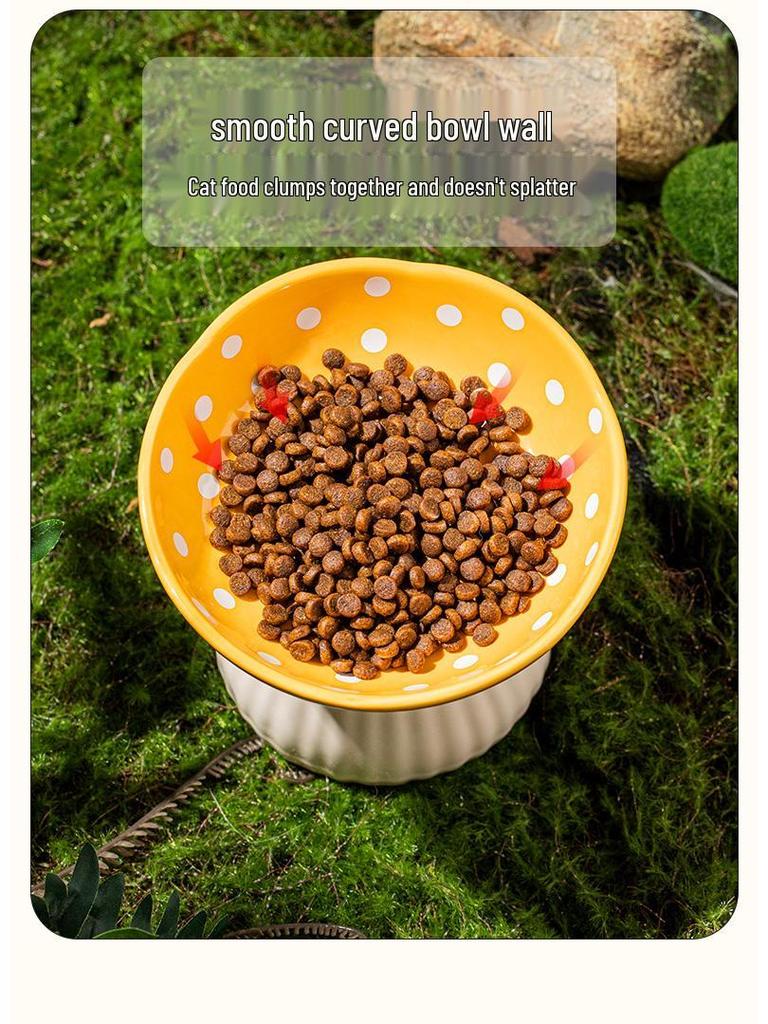 Ceramic Elevated Cat & Dog Bowl - Anti-Tip Design for Cervical Spine Protection - Food & Water Bowl