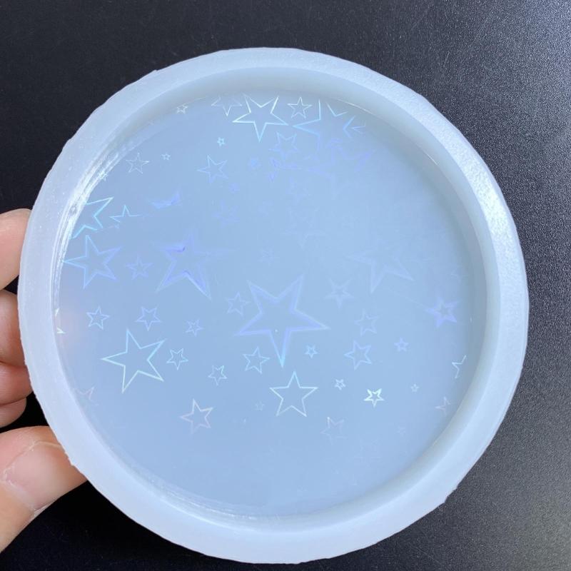 Holographic Resin Molds Silicone,Resin Coaster Molds Round Coaster Molds for Resin Casting,Epoxy Resin Mold for Cups Mat