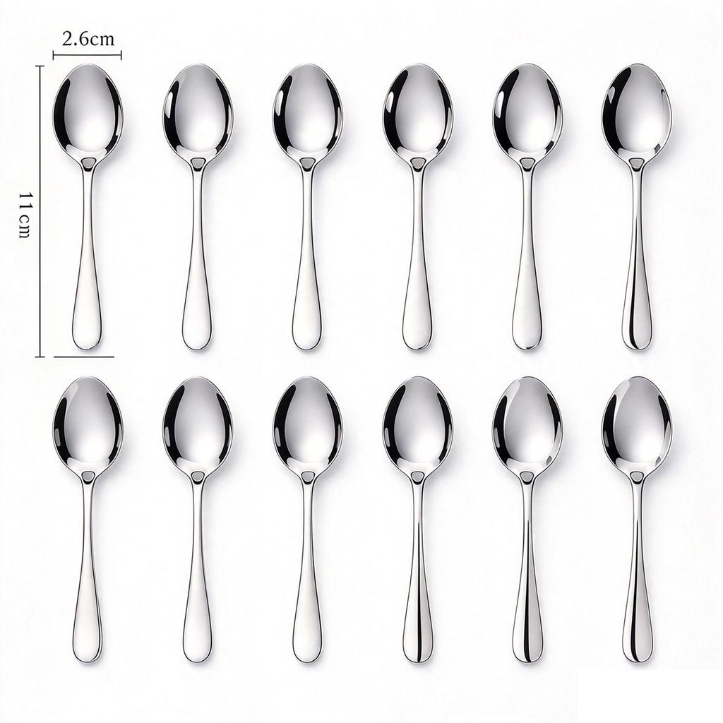 12-teiliges Heavy Duty Esslöffel-Set, 7,4" Löffel Lebensmittelgeeignetes Besteckset, Spiegelfinish, Ergonomisch, Spülmaschinenfest für Zuhause, Küche, Restaurant