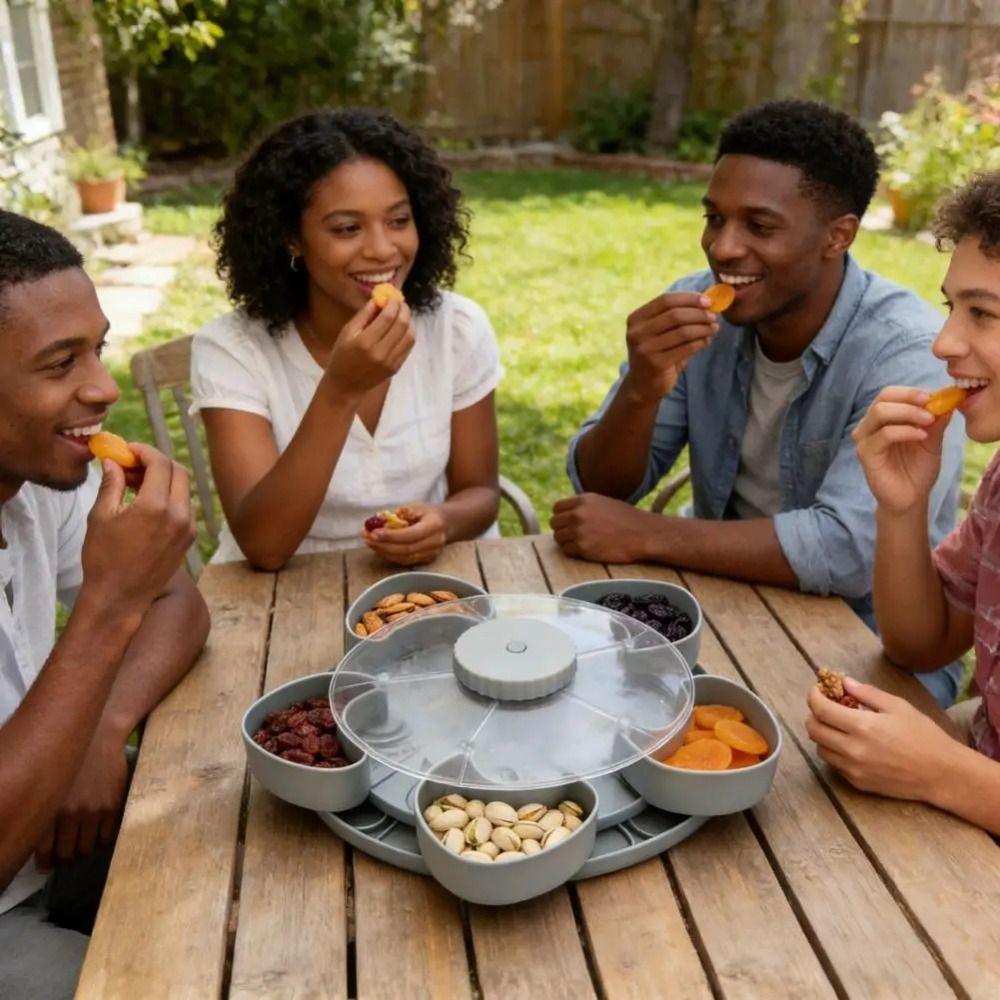Fedeles forgó snack tálca többrekeszes forgó kialakítású édesség dió tároló Lazy Susan osztott forgó snack doboz tartály