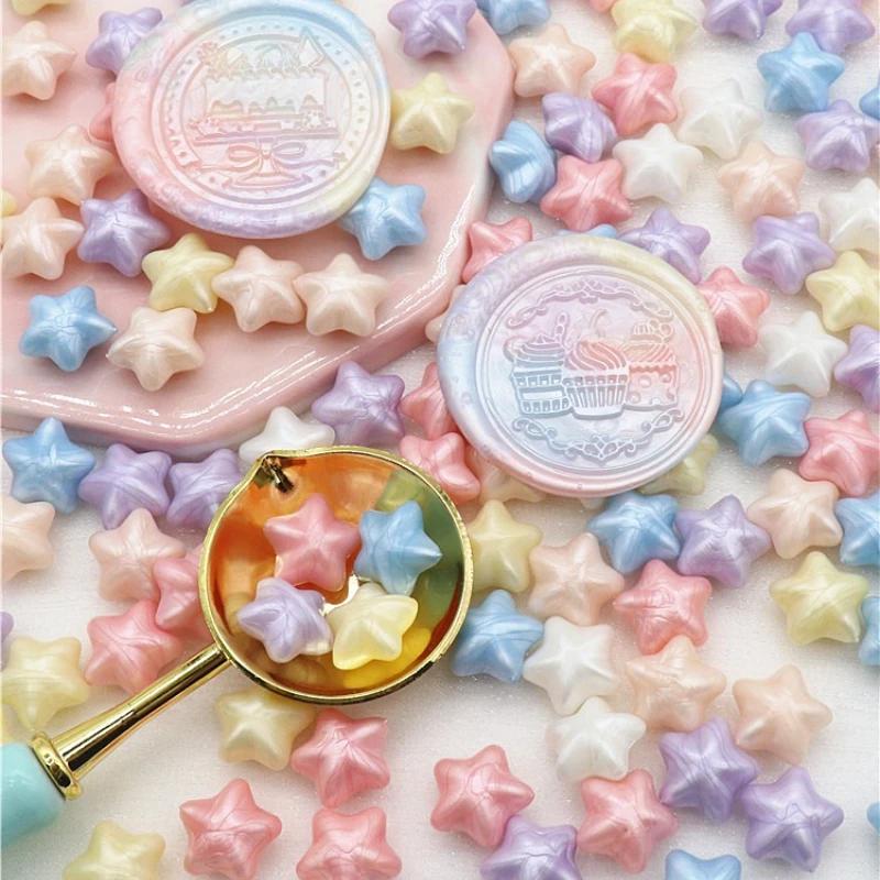 100pcs Pearlescent Mixed Color Wax Grains Macaroon Lucky Star Candle Making Material DIY Scrapbooking Invitation Sealing Wax