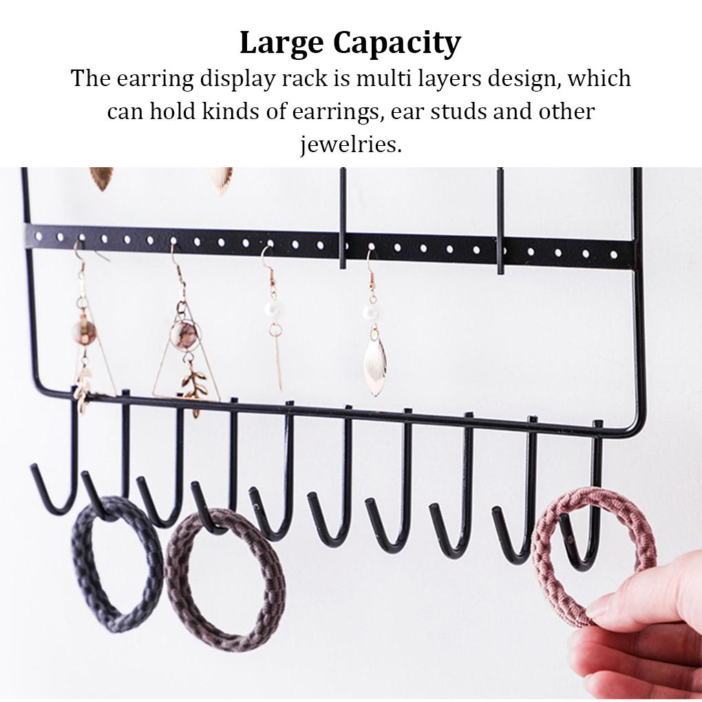 Earrings Display Holder Ear Studs Hanging Rack Large Capacity Jewelry Storage Organizer Rings Jewelries Stand Bracket Home