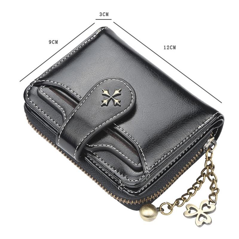 Women PU Leather Short Classic Wallet Premium Quality Card Holder Wallets for Woman Zipper Coin Purse