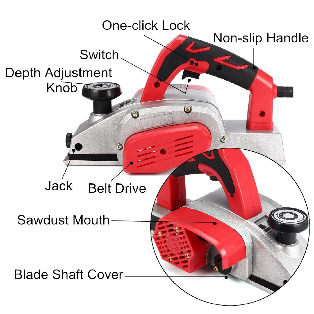 1000W Powerful Electric Planer 82mm Wood Hand Planer Aluminum Alloy Carpenter Woodworking DIY Wood Surface File Tool